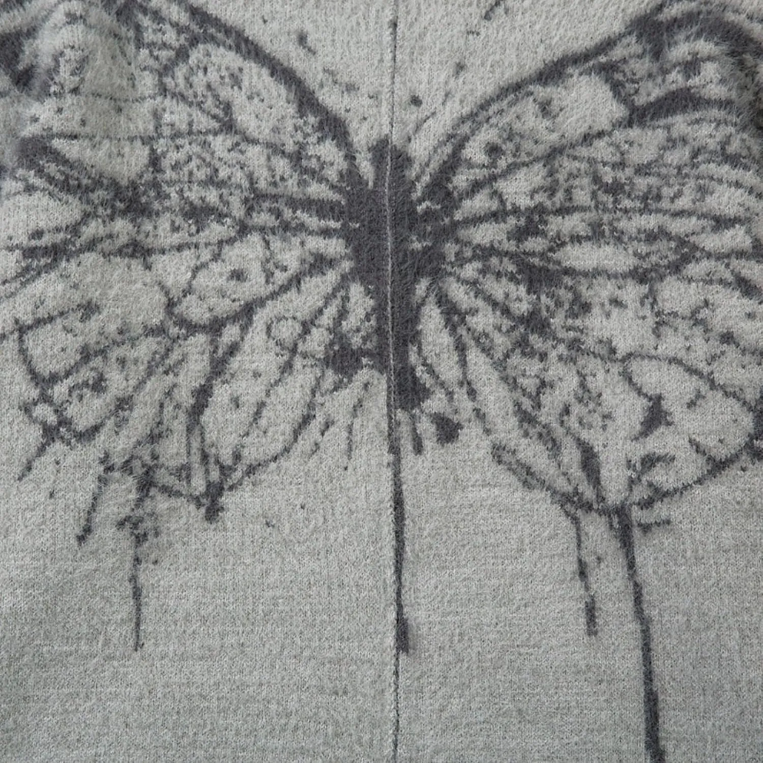 Zip Up Butterfly Print Cardigan Sweater Goth Sweater Y2k Grunge Clothes Oversized Sweater Vingate Sweater