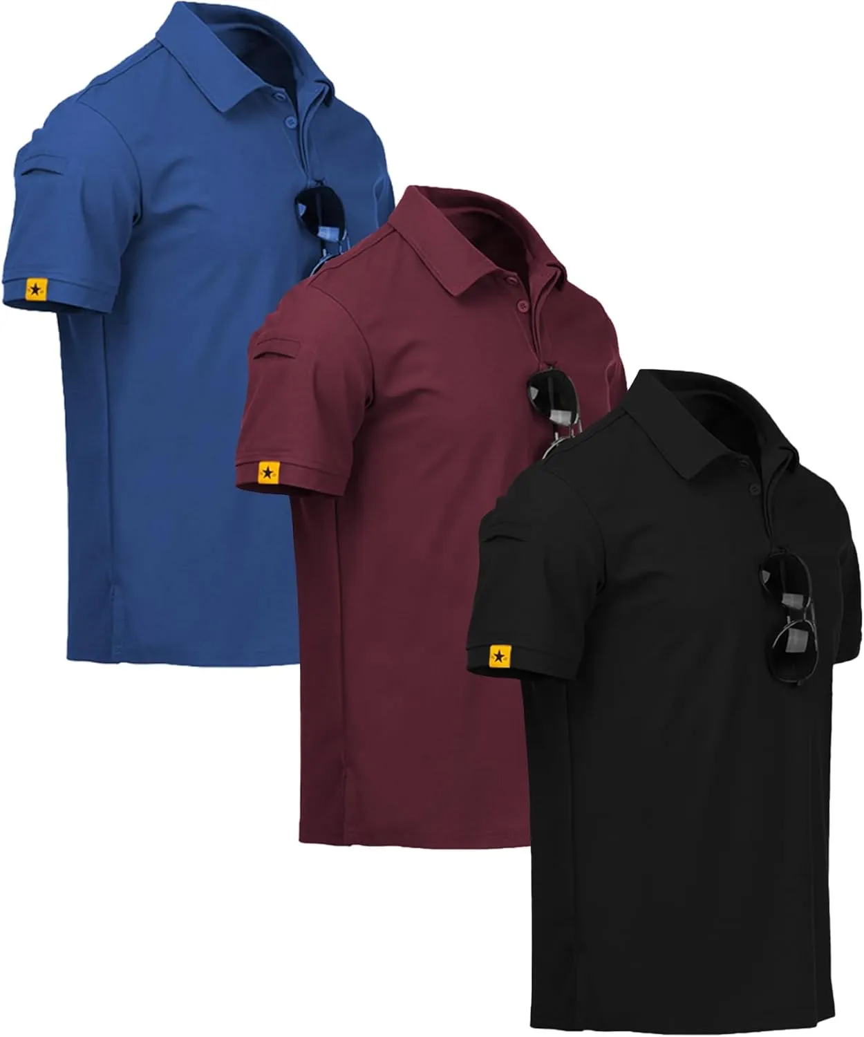 ZITY 3 Pack Mens Polo Shirt Short Sleeve Sports Performance Business Casual Golf Shirts for Men Collared Tactical T-Shirts