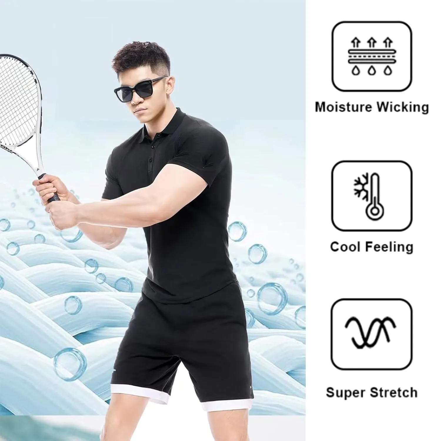 ZUEVI Men's Polo Shirts Short Sleeve Performance Designed Golf Polos Quick Dry Collared T-Shirts for Men Daily Casual Outdoor